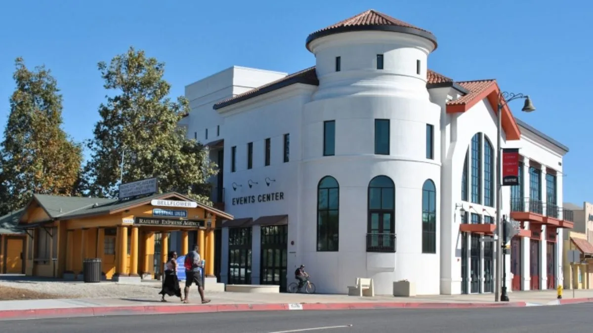 Restored Pacific Electric depot beside the Events Center on Bellflower Boulevard in Bellflower, CA