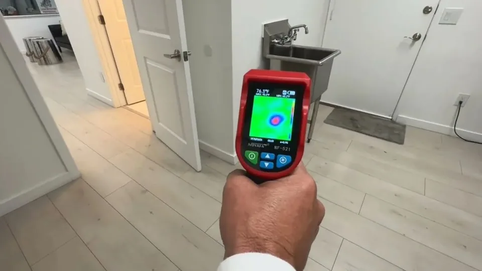 Thermal imaging camera showing a hidden wall leak, Leak Detection in Downey, CA