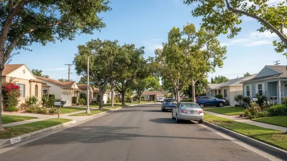 Residential street in Norwalk, CA