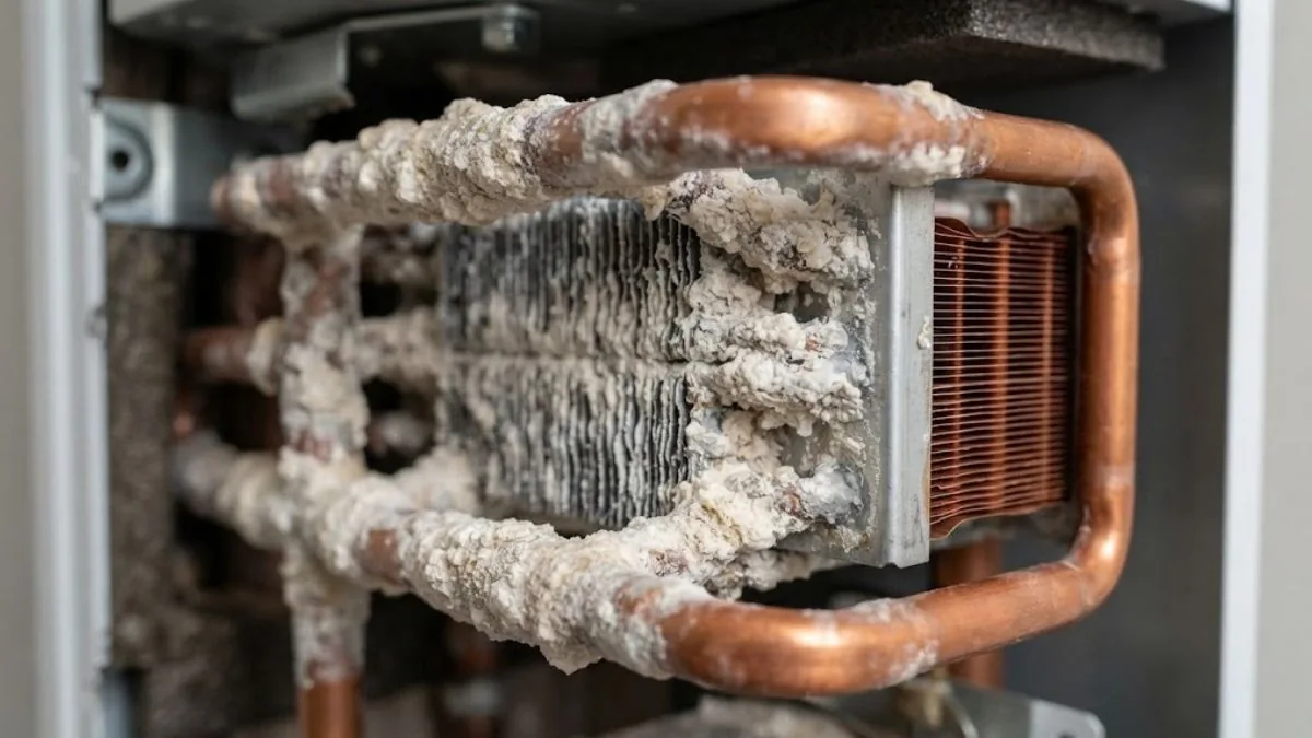 Scale buildup on a heat exchanger compared with a clean one, Tankless Water Heater Service in Downey, CA
